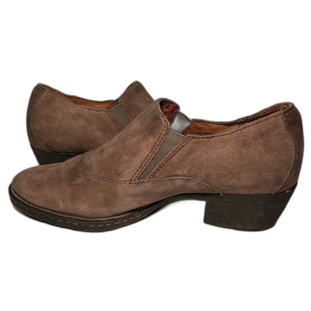 BORN Lawren Brown Women's Leather Slip On Shoes/Shooties W22411 Size 10M EU40